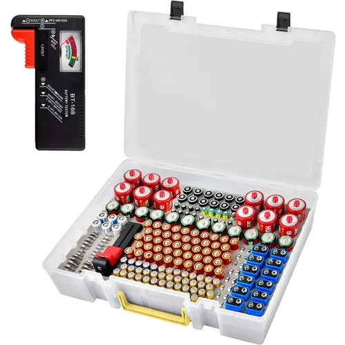 Miniatura 8 de Organizador de baterías - Caja de contenedores con comprobador BT-168. Organización de garaje con capacidad para 225 baterías AA AAA C D Cell 9V 3V