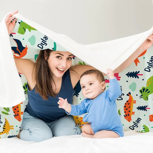 Miniatura 60 de Artsadd Manta de bebé personalizada para niños y niñas con nombre, manta personalizada con nombre de bebé con patrón de unicornio, manta
