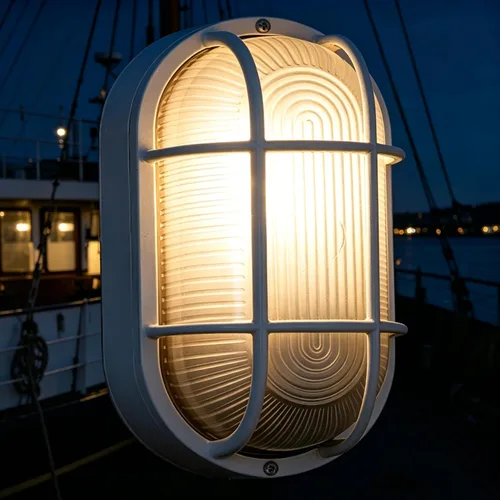 Miniatura 2 de RTNLIT Luz náutica de mamparo, enchufe E26/E27, lámpara de pared para exteriores, IP65 impermeable, lente de vidrio esmerilado, iluminación exterior