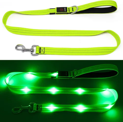 Miniatura 8 de Correa LED para perro de 4 pies, recargable con luz impermeable, seguridad que brilla en la oscuridad para caminar por la noche, nailon reflectante