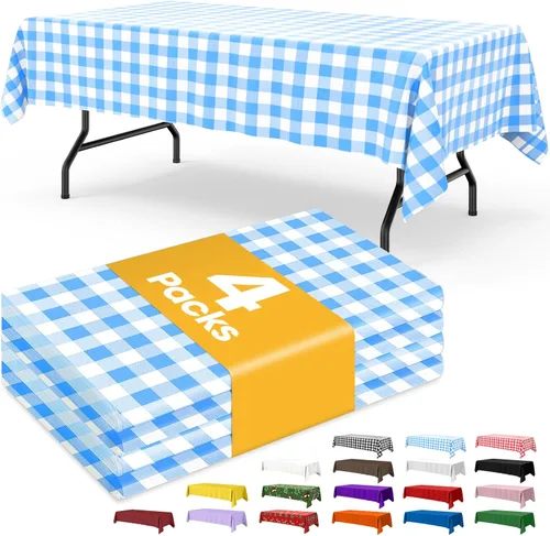 Miniatura 24 de Niuara Mantel de bandera estadounidense, paquete de 4 manteles patrióticos desechables de 54 x 108 pulgadas para mesas de 6 pies, decoraciones del 4