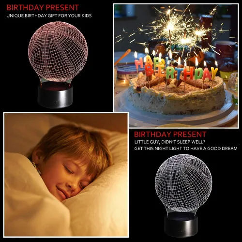 Miniatura 2 de Lámparas nocturnas 3D de ilusiones ópticas, T1-3deng-lanqiu01, 0.50watts, 5.00 volts