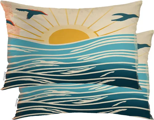 Miniatura 147 de Fundas de almohada con diseño de pinos y pájaros, bayas rojas, hojas de acebo, fondo beige, funda de cojín de mezcla digital, funda de almohada