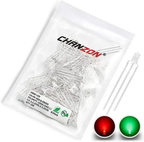 Miniatura 12 de CHANZON 100 unids 0.118 in rojo y azul difuso LED luces de diodo común (esmerilado redondo bicolor) iluminación brillante bombillas lámparas E) Rojo
