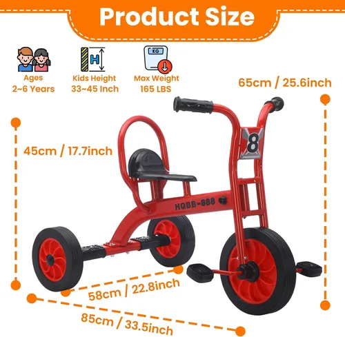 Miniatura 6 de Triciclo para niños de edad 2-6 años, triciclo para niños con rueda grande, triciclo para jardín de infantes y cuidado diurno al aire libre