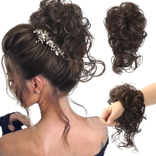 Miniatura 17 de Extensiones de cabello con moño desordenado, superlargas, estilo recogido, recogido, con banda elástica, para mujeres y niñas (12H24)