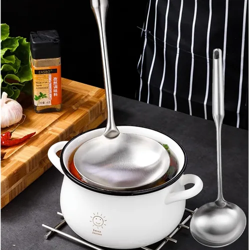 Miniatura 2 de Cucharón de sopa de acero inoxidable 304, utensilios de cocina de acero inoxidable 304 para cocinar con diseño antiquemaduras, herramienta de cocina