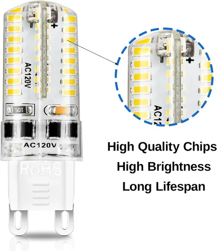 Miniatura 4 de Bombilla LED G9 regulable, 4 W (equivalente a halógeno de 35 W), bombilla G9, blanco ultra cálido de 2700 K, bombilla CRI80, base G9