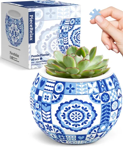 Miniatura 9 de PieceRelax Rompecabezas 3D Maceta 80 Piezas - Abundancia de Otoño, Macetas de Flores de Decoración del Hogar para Cactus de Interior, Macetas