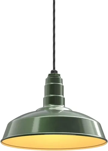 Miniatura 57 de Steel Lighting Co. Carson Barn Light Colgante montado en el techo Cúpula de 16 pulgadas Cable negro Luz de acero de estilo industrial