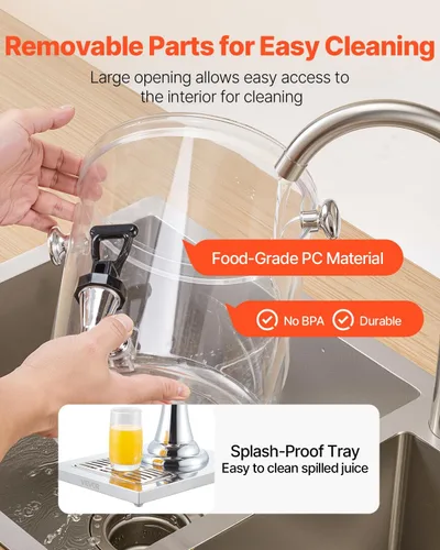 Miniatura 6 de VEVOR Dispensador de bebidas, dispensador de bebidas de 2.1 galones para fiestas, dispensadores de jugo de acero inoxidable + plástico con bandeja