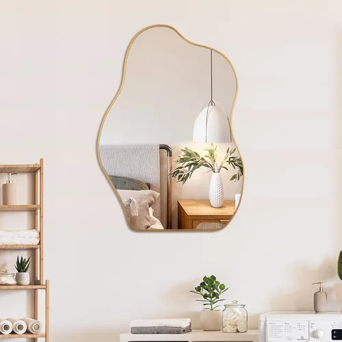 Miniatura 12 de BOMINICA Espejo de Pared Irregular Espejo Asimétrico para Baño Sala de Estar Entrada Dormitorio, 19.5" x 33.5" Negro