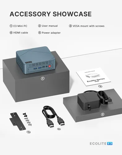 Miniatura 9 de BOSGAME Mini PC E3 Neo, Alder Lake N95 Mini computadoras USB-C con todas las funciones, RAM DDR4 de 16 GB, SSD NVMe de 512 GB, pantalla triple 4K