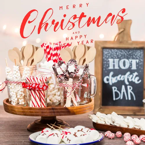 Miniatura 6 de Hoolerry 100 piezas de cucharas de madera desechables para Navidad 5.5'' de cocoa caliente, chocolate, bastón de caramelo, cucharas de degustación