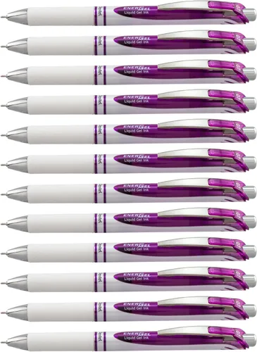Miniatura 11 de Pentel EnerGel Pearl RTX Bolígrafo de gel líquido retráctil, (0.028 in), línea media, punta de aguja, tinta negra, paquete de 12 (BLN77PW-A)