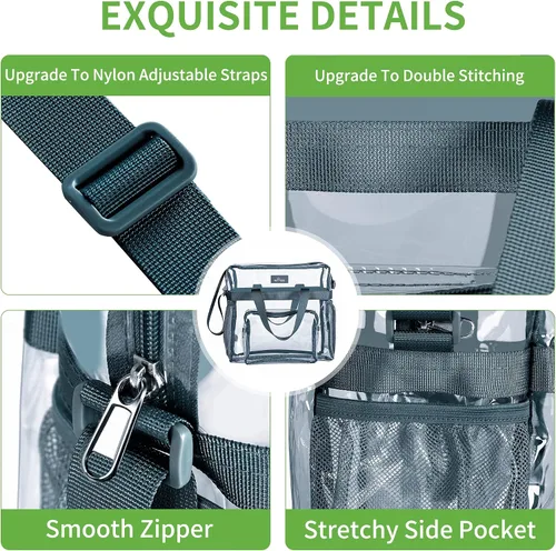 Miniatura 55 de MAY TREE Bolsa transparente para eventos en estadios de 12 x 6 x 12 pulgadas, bolsa de almuerzo transparente con correas reforzadas para trabajo