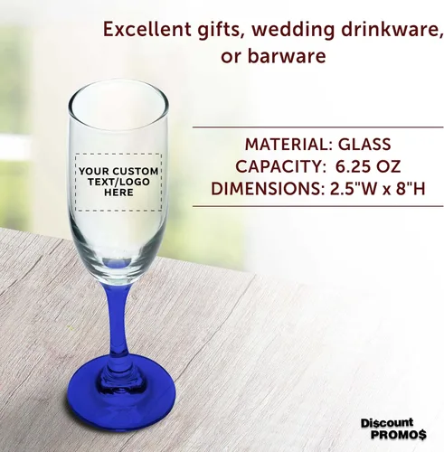 Miniatura 4 de DISCOUNT PROMOS Juego de 100 copas de champán personalizadas Premiere de 6.25 onzas, paquete a granel personalizado, elegante vaso para bodas