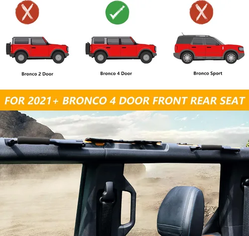 Miniatura 3 de Asas de aluminio para Ford Bronco de 4 puertas de tamaño completo para asiento delantero y trasero trasero 2021 2022 2023 2024 2025 2026, accesorios