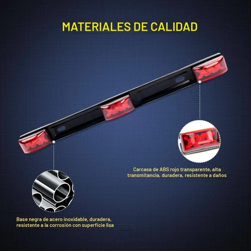 Miniatura 4 de Nilight TL-11 1 pieza rojo 9 LED barra de identificación marcador luz trasera soporte negro de acero inoxidable para camión remolque barco