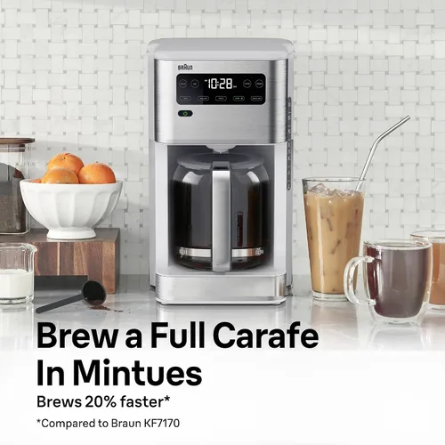 Miniatura 2 de Braun PureFlavor Cafetera programable de 14 tazas – Velocidad de preparación rápida, pantalla táctil, modos Bold y Brew-Over-Ice, jarra FlavorCarafe