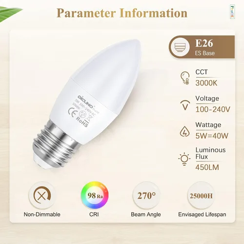 Miniatura 2 de DiCUNO ProOE - Bombilla LED E26 con protección ocular, alto CRI 98, bombilla E26 de 5 W, blanco cálido 3000 K, reemplazo de luz decorativa