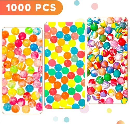 Miniatura 2 de Pllieay 1000 bolas hinchables a granel, 0.787 in/0.78 pulgadas, varios estilos, bolas hinchables mixtas, pequeñas bolas de goma para regalos