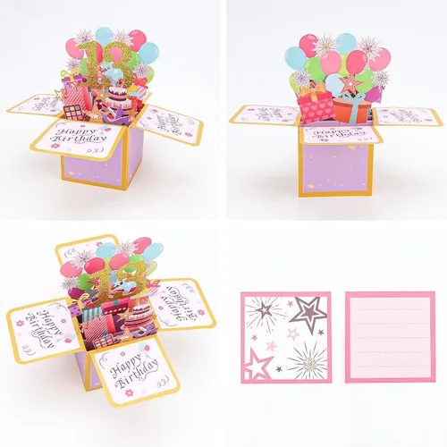 Miniatura 8 de CIEHER Tarjeta desplegable de cumpleaños número 13 para adolescentes, tarjeta de felicitación 3D única, regalos de cumpleaños para niñas y niños
