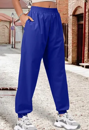 Miniatura 6 de JZC Pantalones de paracaídas para mujer, pantalones cargo holgados de cintura baja, pantalones Y2K con bolsillos, pantalones deportivos relajados