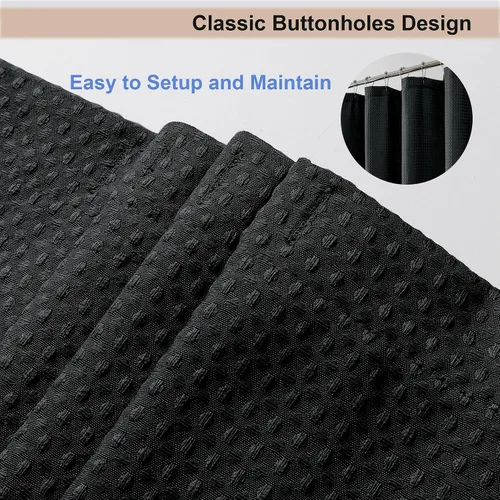Miniatura 3 de OWENIE Cortina de Ducha Negra, Pequeña para Cabina con Tejido de Gofre Tela Pesada, Cortinas de Ducha para Baño de Tamaño Estrecho, Impermeable