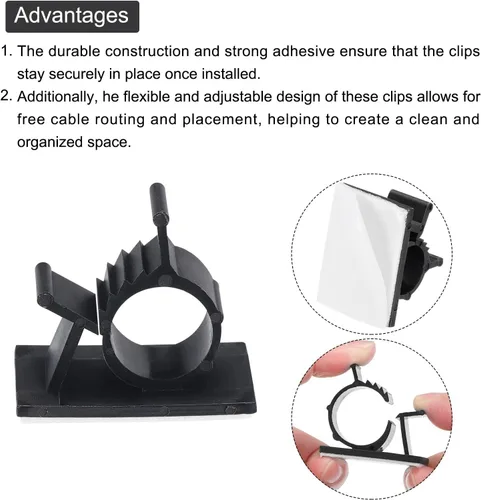 Miniatura 4 de MECCANIXITY 30 unids clip adhesivo de gestión de cables PE abrazaderas de cable 0.394-0.512 in ajustables para cables USB Cables de ratón Cable