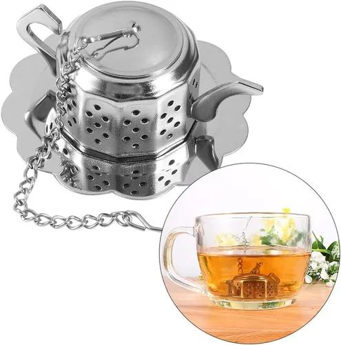 Miniatura 6 de Infusor de té en forma de tetera, colador de té ultra fino, filtro difusor de filtro de acero inoxidable para tazas de té de grano de hojas sueltas