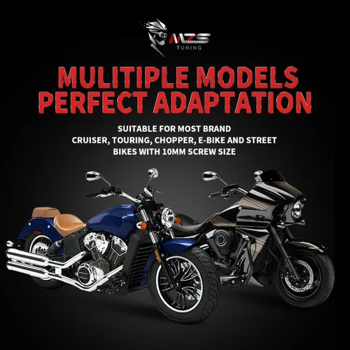 Miniatura 7 de Espejos de motocicleta cromados MZS, espejos laterales universales de 10 mm y 8 mm con vista trasera, ajustable en 360 grados, compatibles con Cromo