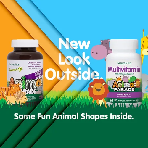 Miniatura 2 de NaturesPlus Animal Parade - Multivitamínico masticable para niños, sabor a uva, 180 tabletas en forma de animal, promueve la salud y el bienestar