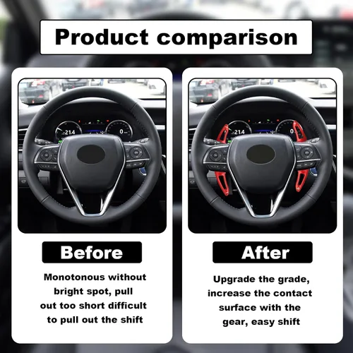 Miniatura 4 de Cubiertas de extensiones de palanca de cambios para volante compatibles con Toyota Camry 2018-2023 para Corolla RAV4 Avalon 2019-2023, extensiones