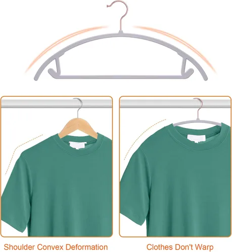 Miniatura 3 de OIKA Paquete de 50 perchas de plástico resistentes para suéteres, abrigos y ropa, capacidad de peso de 11 libras, antideslizantes, 17.8 pulgadas