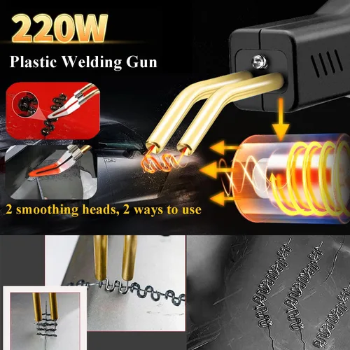 Miniatura 6 de Soldador de Plástico Mejorado de 220W, Kit de Soldador de Reparación de Soldadura de Plástico 2 en 1, 1000 PCS Pistola de Soldadura de Grapadora