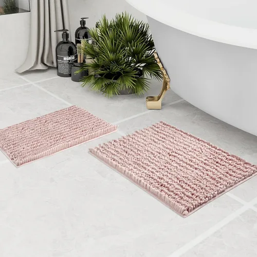 Miniatura 212 de Walensee Alfombra de baño antideslizante (24x17 pulgadas, rosa polvoriento) absorbente de agua, súper suave, lanuda de felpilla, lavable a máquina