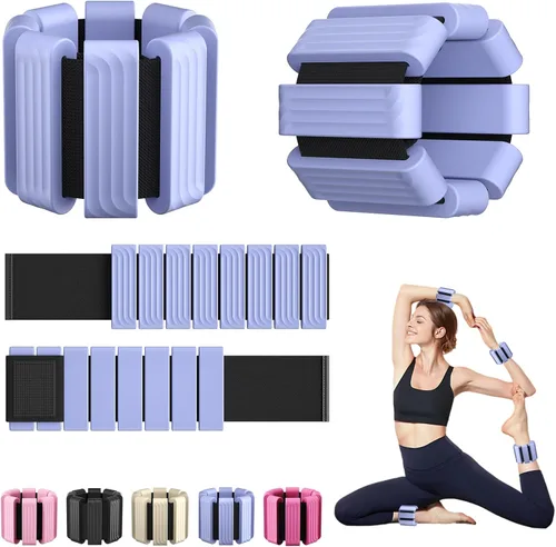 Miniatura 16 de Pesas de muñeca y tobillo de Pilates para mujeres - Brazaletes con peso ajustables para hombres, bandas de brazo con peso de 2 libras, pesas de pie