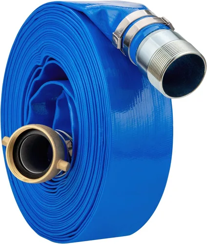 Miniatura 12 de Manguera de descarga de bomba de agua plana de PVC de 2" x 50 pies con accesorios de orejeta con pasador de aluminio, ensamblaje de manguera