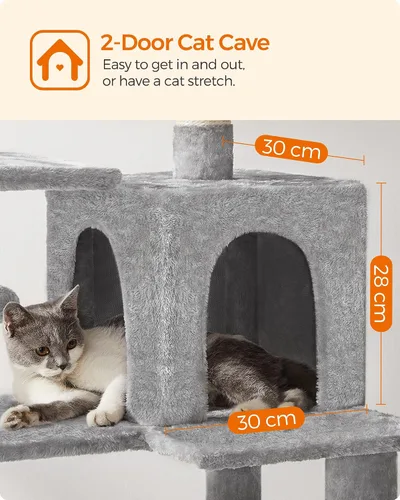 Miniatura 6 de Feandrea - Árbol para gatos de varios niveles para interiores, torre para gatos tipo condominio con 4 postes para rascar, 2 posaderos, hamaca y claro