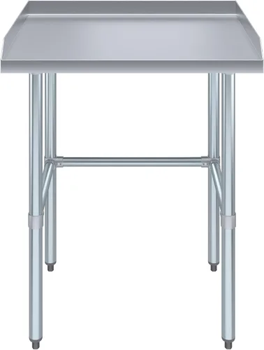 Miniatura 2 de AmGood Mesa de trabajo comercial con base abierta con salpicaduras y salpicaduras laterales, mesa de preparación de acero inoxidable para cocina
