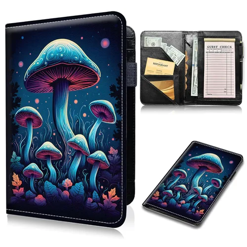 Miniatura 30 de Libros de mesero para camarera, cartera de cuero sintético con bolsillo con cremallera para mesero, organizador de libros para meseros, delantal