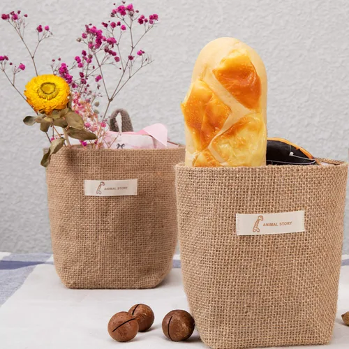 Miniatura 6 de Paquete de 4 bolsas de almacenamiento para colgar en la pared, bolsas de almacenamiento colgantes de algodón y lino, cesta de almacenamiento