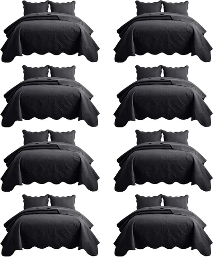 Miniatura 81 de MOONLIGHT20015 Paquete de 8 Colchas Tamaño King para Cama (106" x 96") - Venta al Por Mayor para Hoteles, Dormitorios de Huéspedes y Airbnbs - Gris