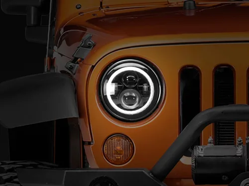 Miniatura 2 de Axial Faros delanteros LED Halo con señales direccionales DRL y ámbar; carcasa negra; lente transparente compatible con Jeep Wrangler TJ y JK 97-18
