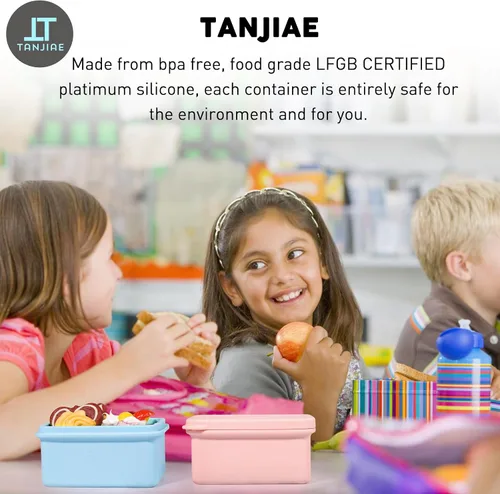 Miniatura 7 de Tanjiae Recipientes de silicona para niños, a prueba de fugas, recipientes pequeños para almuerzo con tapas para niños pequeños, 1 taza de moldes