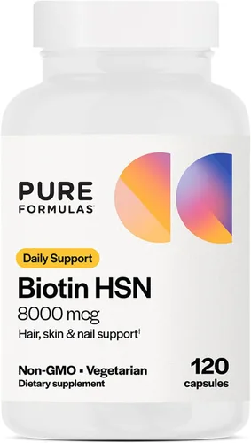 PureFormulas Biotina 8000 mcg Cabello Piel Uñas Biotina Suplemento Biotina, Biotina Crecimiento del Cabello Vitaminas B7 Suplemento para Mujeres y