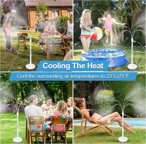 Miniatura 2 de Misters para patio exterior, sistema de enfriamiento de nebulización de pie, kit de manguera de niebla de agua portátil para exteriores, altura