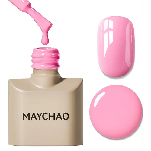 Miniatura 90 de MAYCHAO Esmalte de uñas de gel rosa intenso de 0.5 onzas líquidas, 1 unidad de esmalte de gel rosa brillante, esmalte de uñas que se absorbe con luz