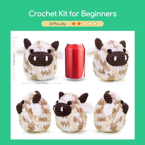 Miniatura 2 de NestledCrafts Kit de Ganchillo para Principiantes, Kit de Inicio de Amigurumi de Animales con Tutorial de Video Paso a Paso, Juego de Tejido Fácil